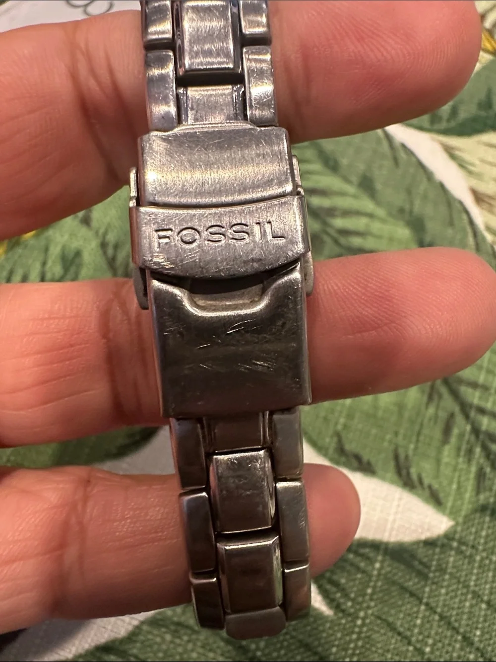 Fossil Silver Watch with Light Blue Dial